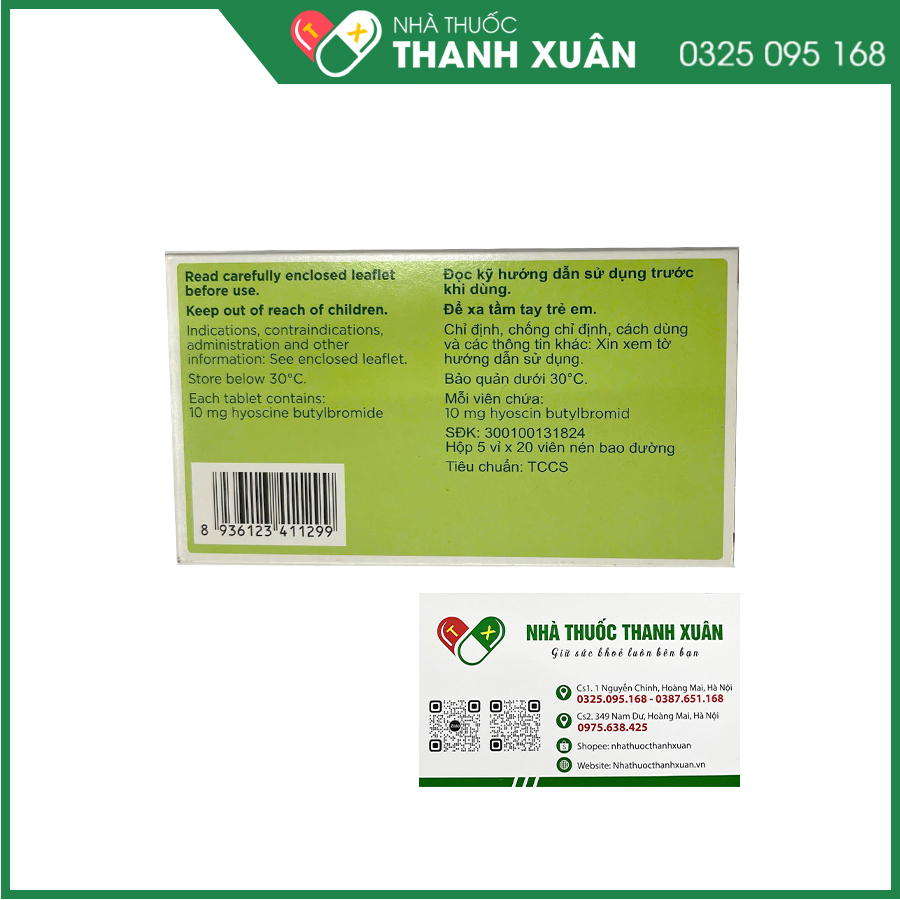 Buscopan 10mg giảm co thắt cơ trơn đường sinh dục, tiết niệu, đường tiêu hóa